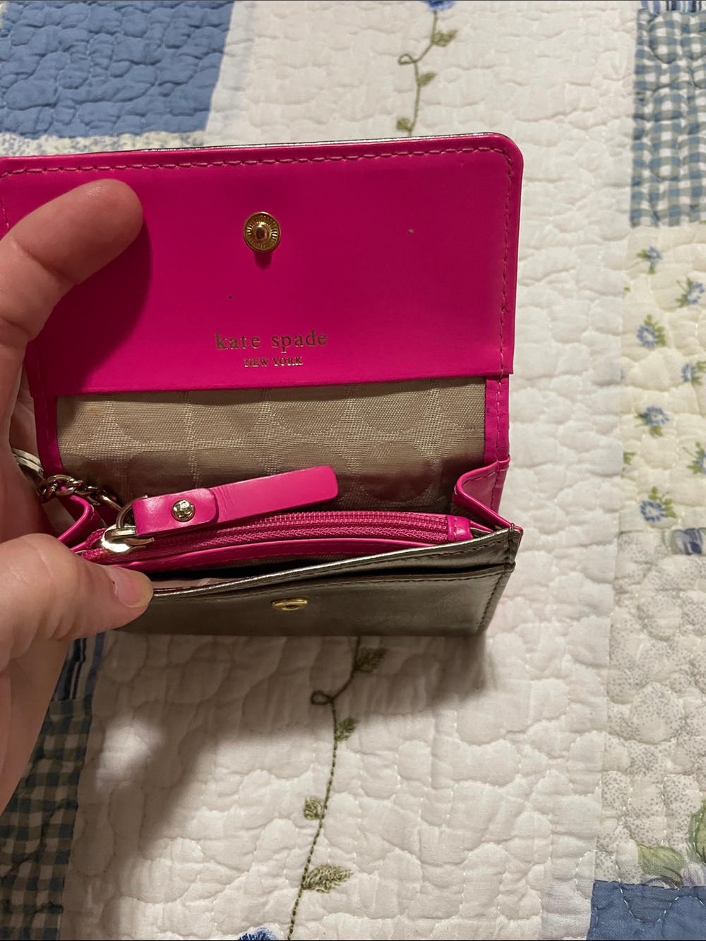 kate spade metallic bronze key pouch with keyring - Picture 2 of 3